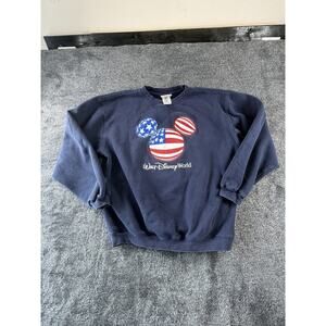 Disney World Mickey Mouse USA Flag Crewneck Sweatshirt Adult Large